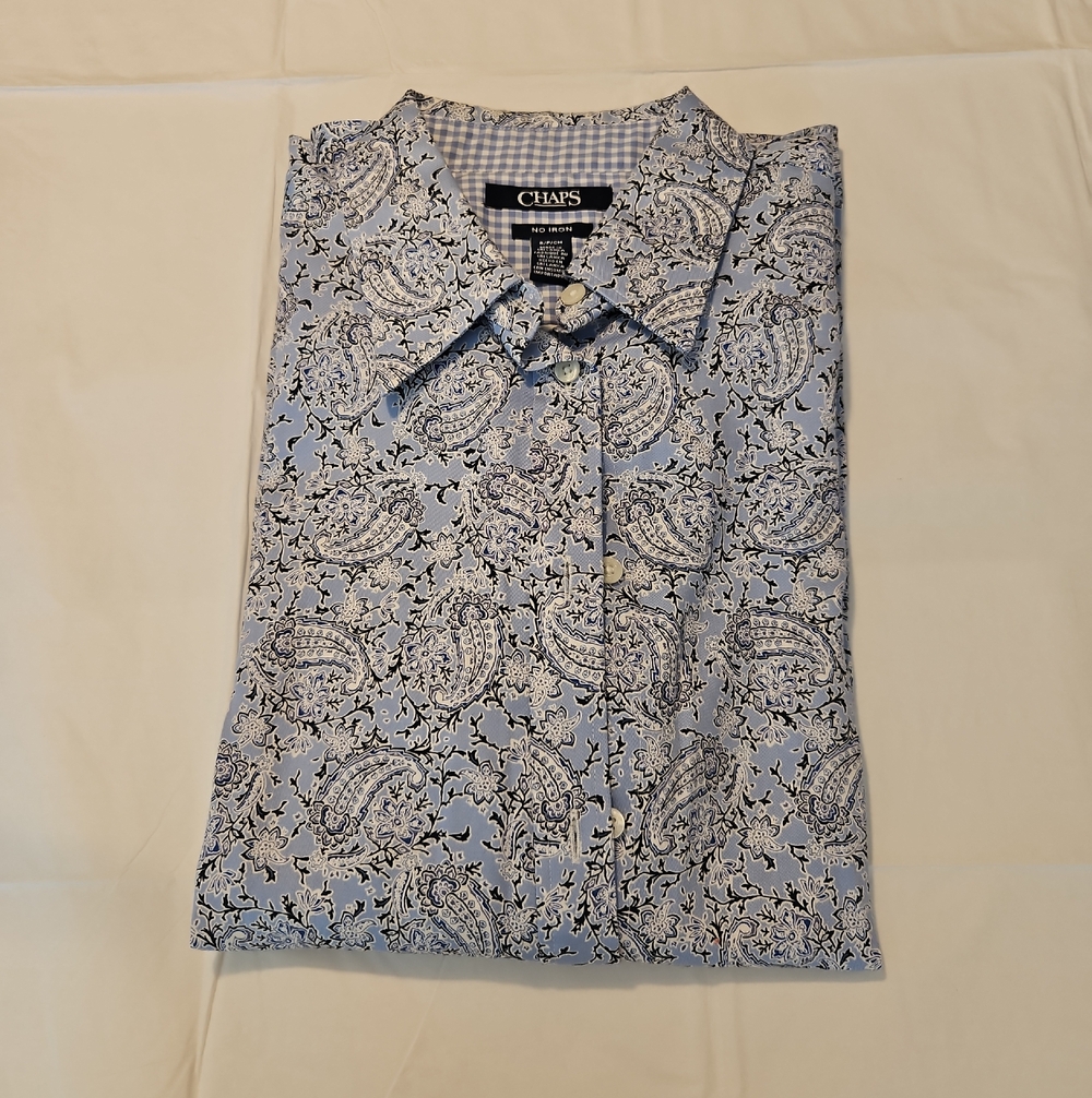 Chaps Lady's Light Blue Paisley Button-Down Shirt